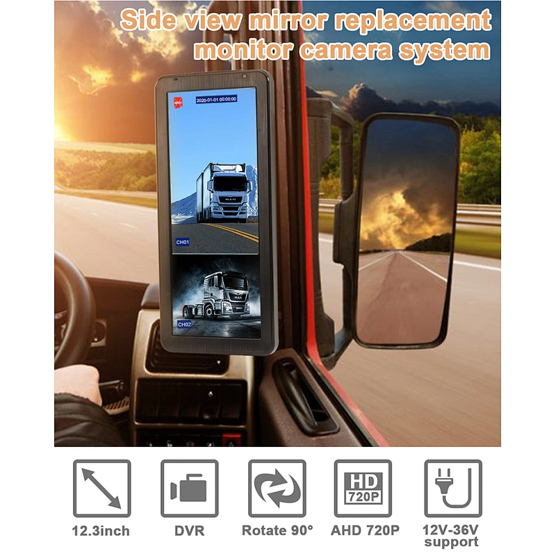 Side mirror replacement monitor blind spot pillar camera  system
