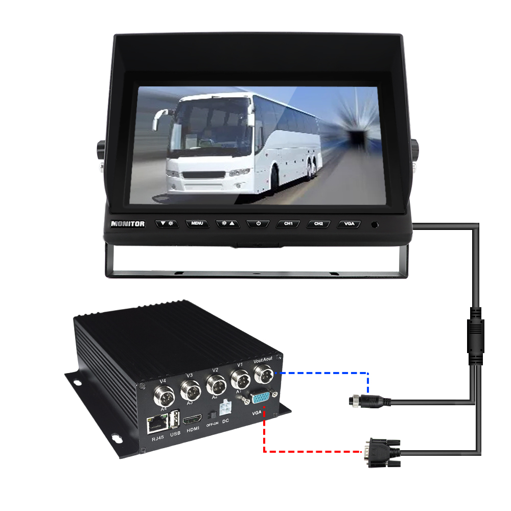 TS932VGA 9 inch IPS  U bracket monitor with sunvisor and VGA input