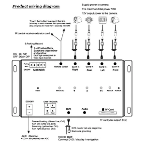 4CH Quad video switch box without camera recorder function