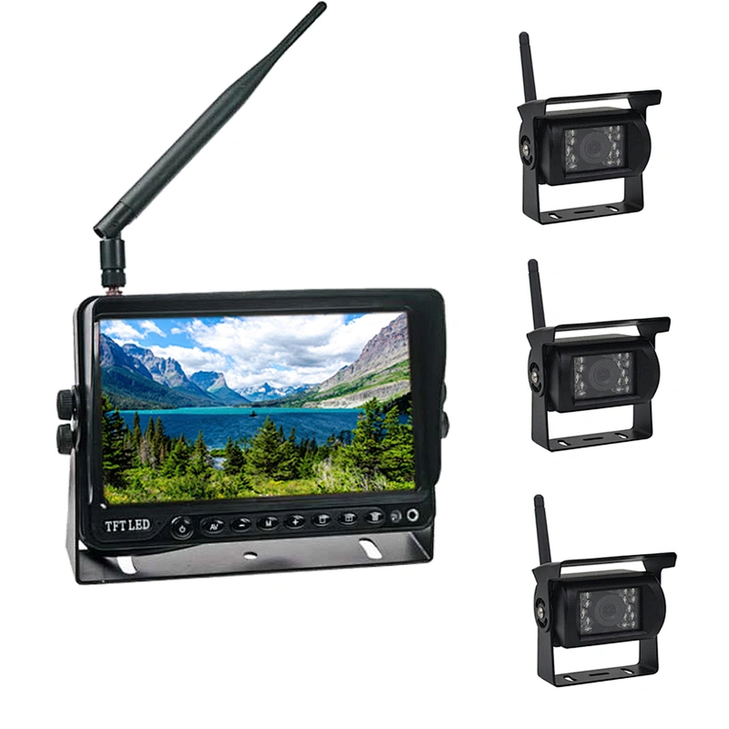 TS715W 7 Inch Digital Wireless Monitor +4PCS bus camera for Wireless Car System