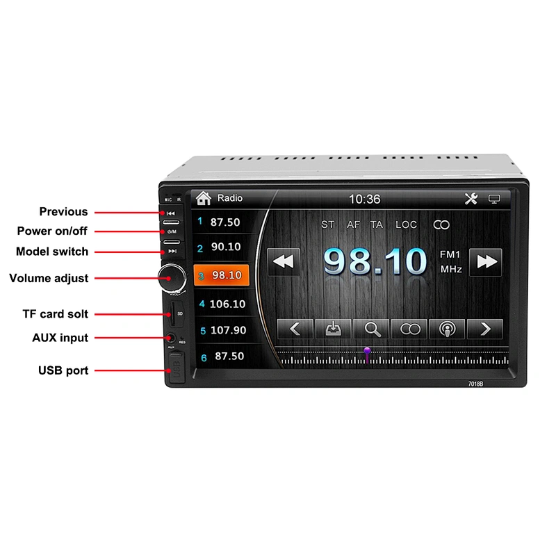 Carsanbo TY7018B Universal touch screen 2DIN car radio mp5 player with 6800 solution