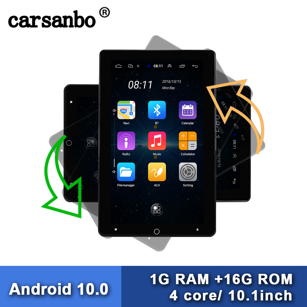 10.1 inch Android 10.0 RAM 1G ROM 16G universal car GPS Multimedia 2din radio with HD 180deg  Rotatable screen