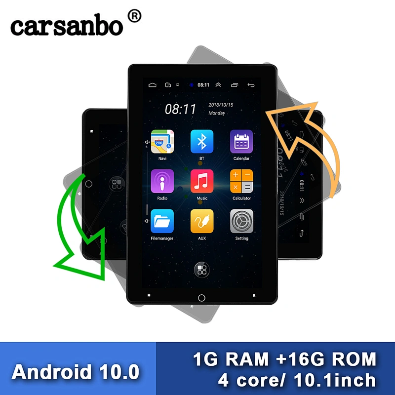 10.1 inch Android 10.0 RAM 1G ROM 16G universal car GPS Multimedia 2din radio with HD 180deg  Rotatable screen