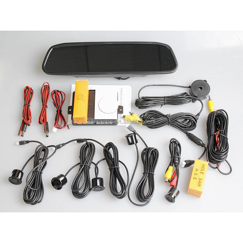 PS6500 4.3inch rearview mirror with parking sensor,camera kit car reversing aid