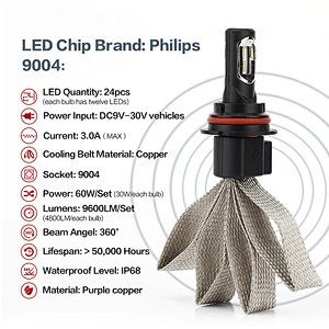 best chip P7 car led lights 9004 6000K led headlight car
