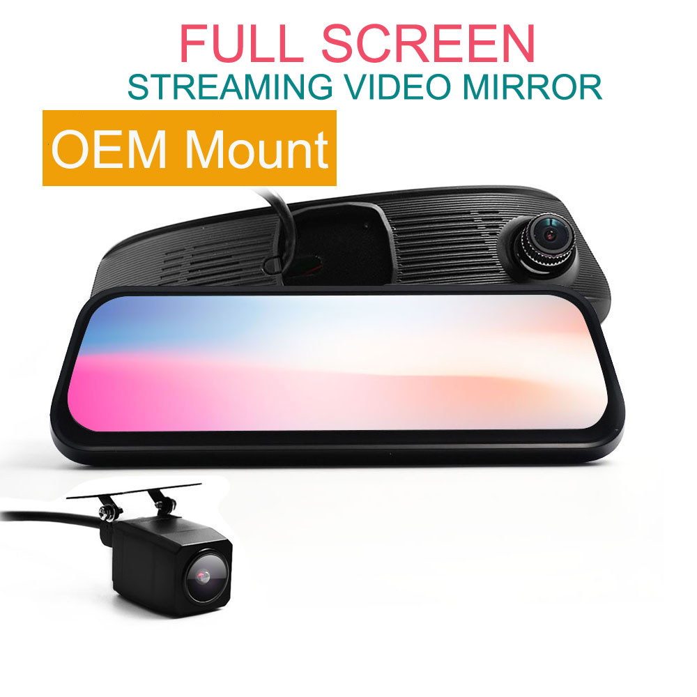 full screen front and rear view camera dual 1080P hd streaming video mirror monitor with dual DVR camera