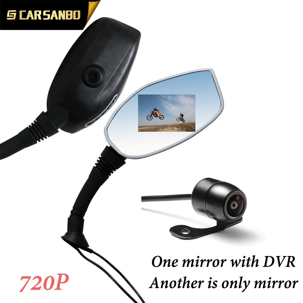 2017 New HD 720p Dual lens mirror camera for motorcycle rear view camera