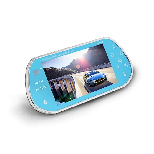 7inch interior rearview mirror monitor with USB interface and touch key and temperature display