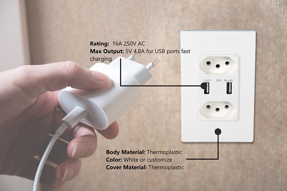 FCC enchufe de pared italiano, tomas de corriente USB y enchufes de pared con USB
