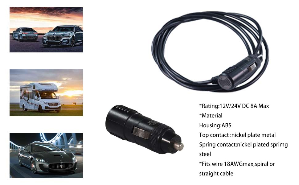 DAMAVO cigarette lighter charger,12 volt power plug,right angle cigarette lighter plug