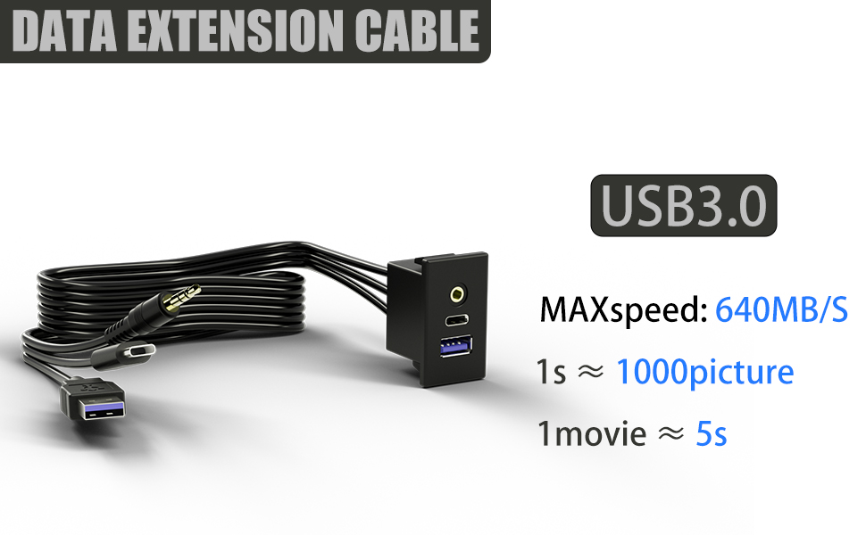 panel mount usb extension ,flush mount dual usb port ,flush mount aux port DAMAVO