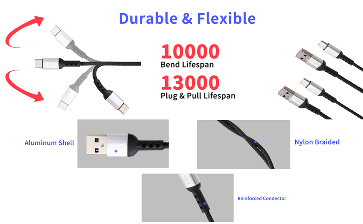 DAMAVO fast charing USB cable, high speed USB c cable, USB pd cable for sale