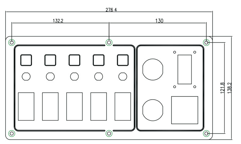 USB switch panel, custom boat switch panel, 6 gang switch panel