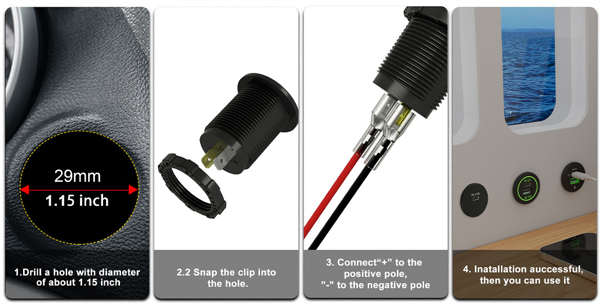 Caricatore USB QC3.0 Doppia Porta Per Auto E Moto - 12/24V, Ricarica Rapida, Copertura Impermeabile