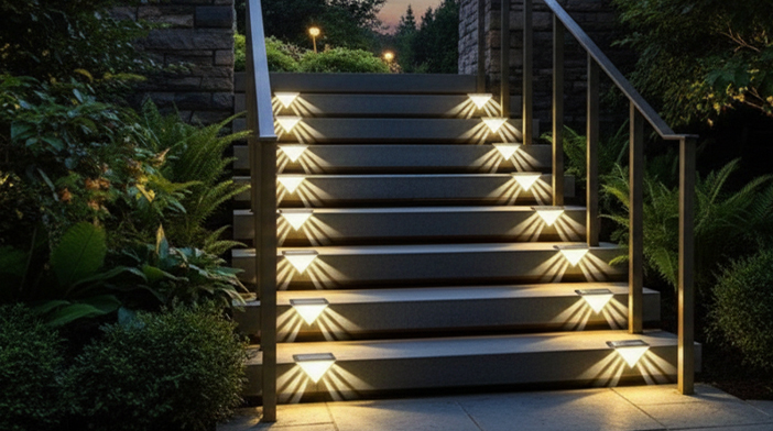 FCC solar step lights outdoor,solar deck stair lights,waterproof outdoor stair lights for sale