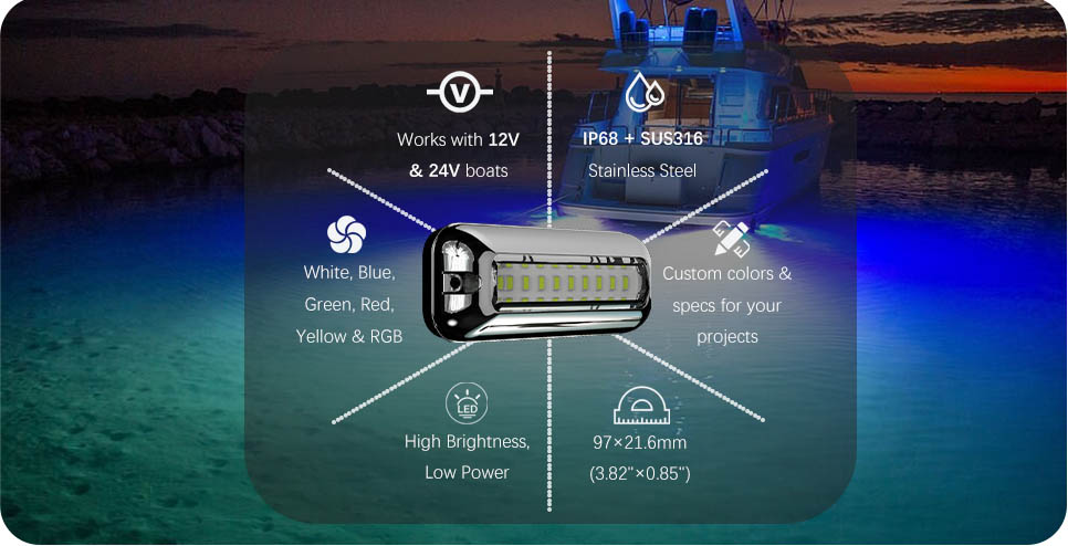 DAMAVO underwater boat lights, Marine led light bar, marine underwater lights