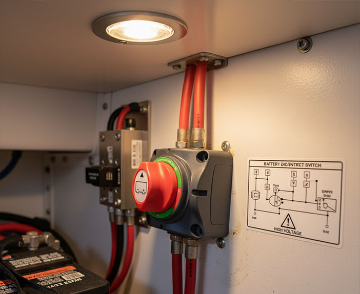 Caravan system - mounted inside the power control box battery isolator switch,rv battery disconnect switch ,12v isolator switch