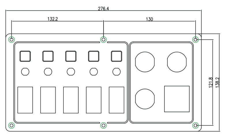 USB switch panel, custom boat switch panel, 6 gang switch panel
