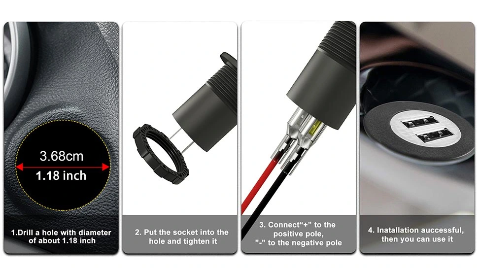 ROSH fast charger car adapter, dual USB port for car, 5A USB charger