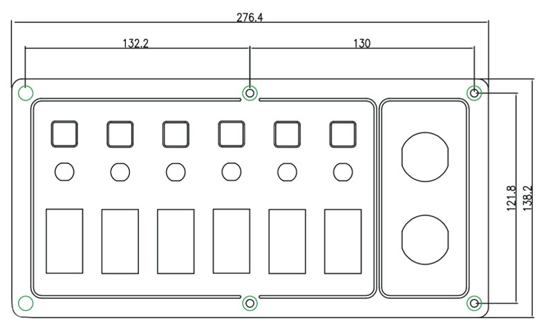 USB switch panel, custom boat switch panel, 6 gang switch panel