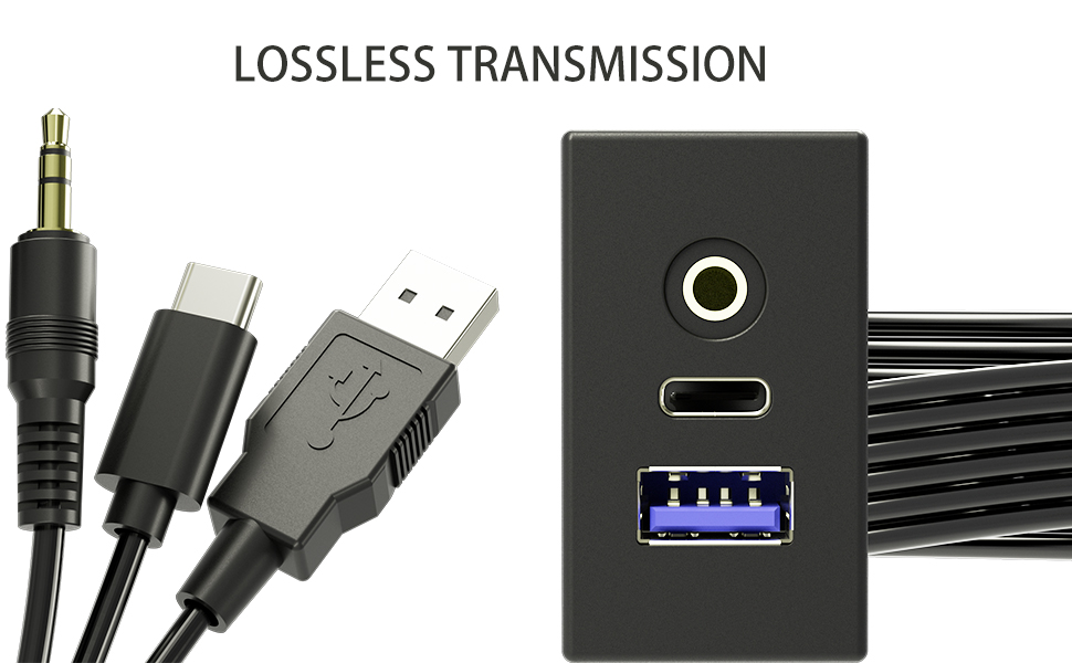 DAMAVO panel mount usb extension ,flush mount dual usb port ,flush mount aux port