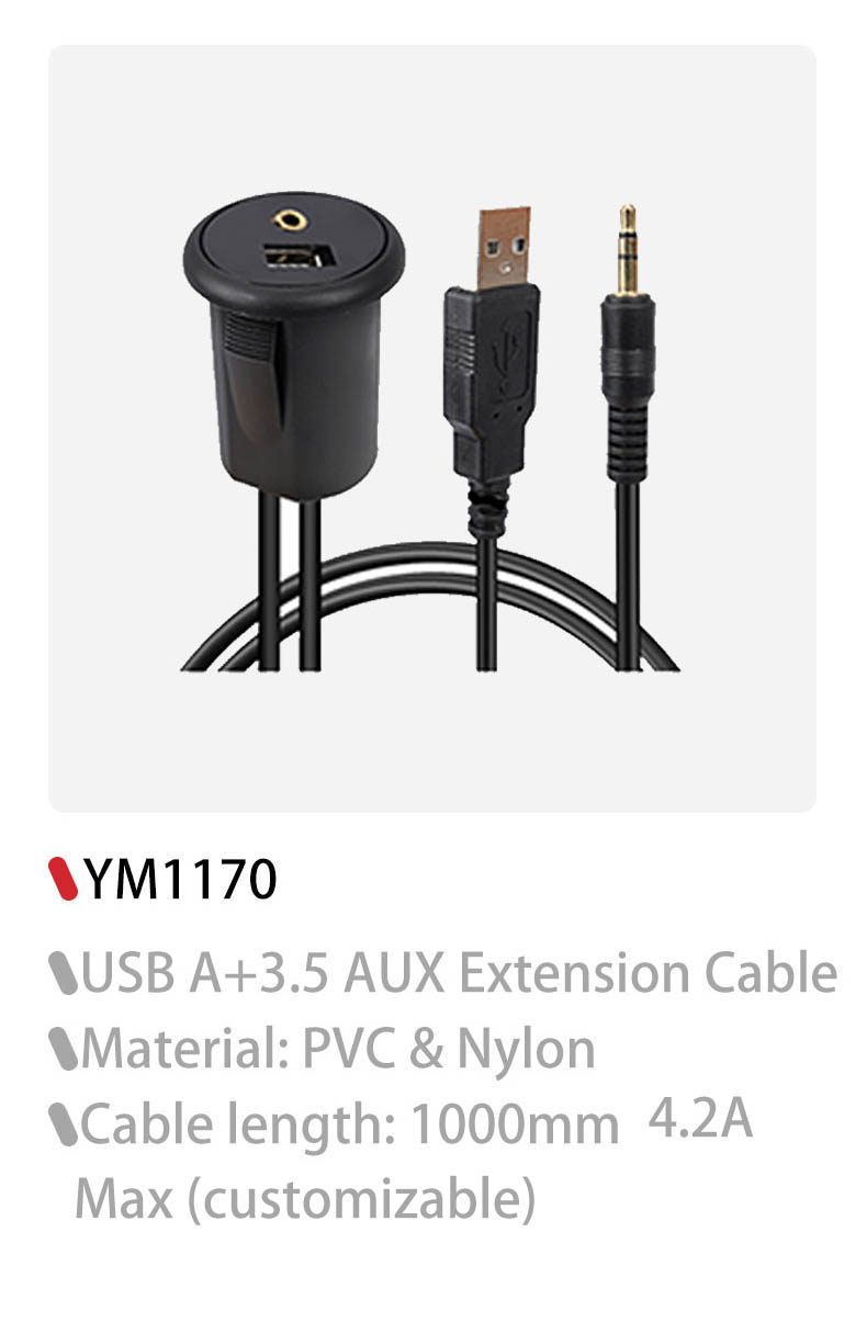 12 volt auxiliary power socket with usb,12 volt auxiliary power outlet,panel mount usb extension