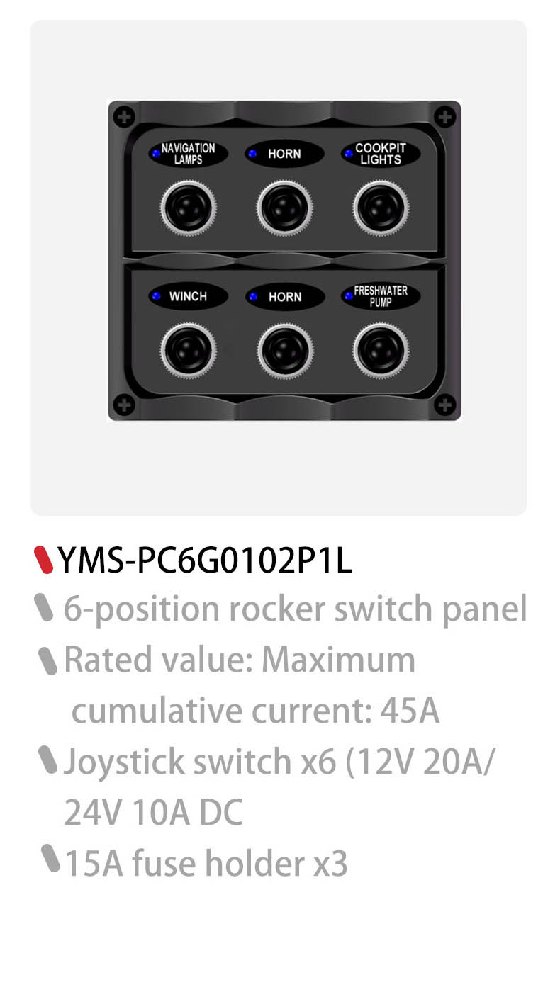 Marine switch panel with fuses, Custom toggle switch panel, switch panel 6 gang