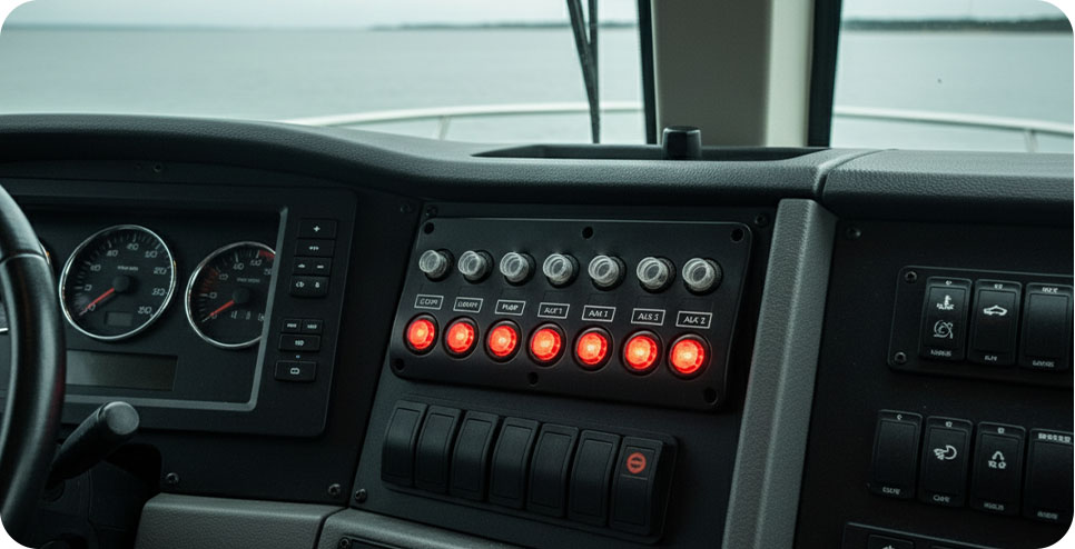 DAMAVO custom marine switch panel, 12v rocker switch panel, 8 gang switch panel For sale