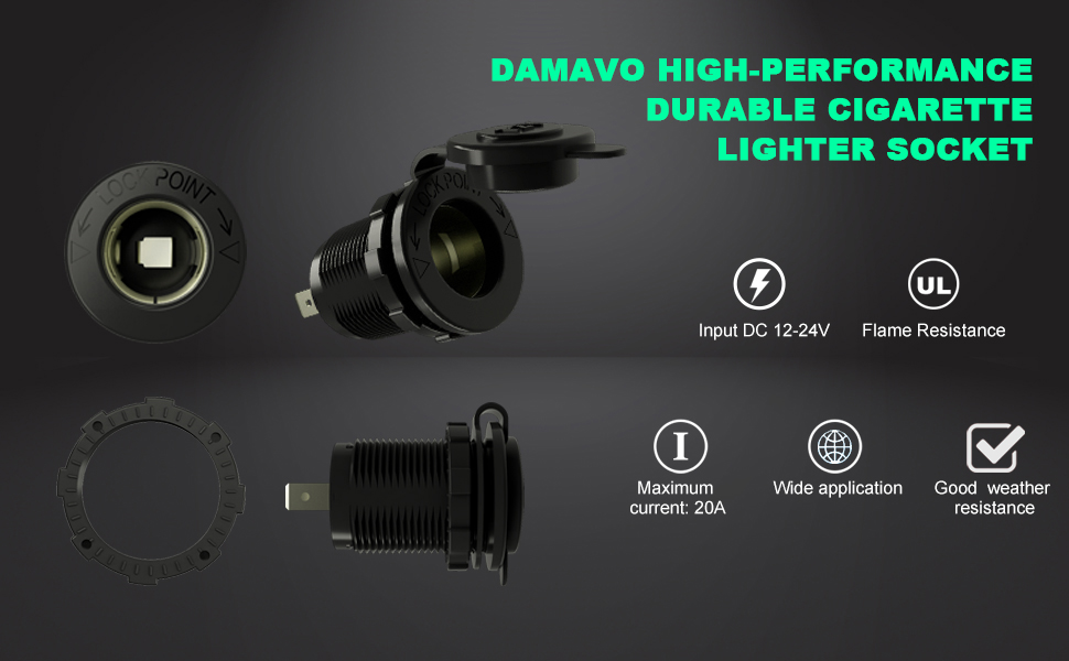 car 12v socket max current female 12v socket cig lighter adapter