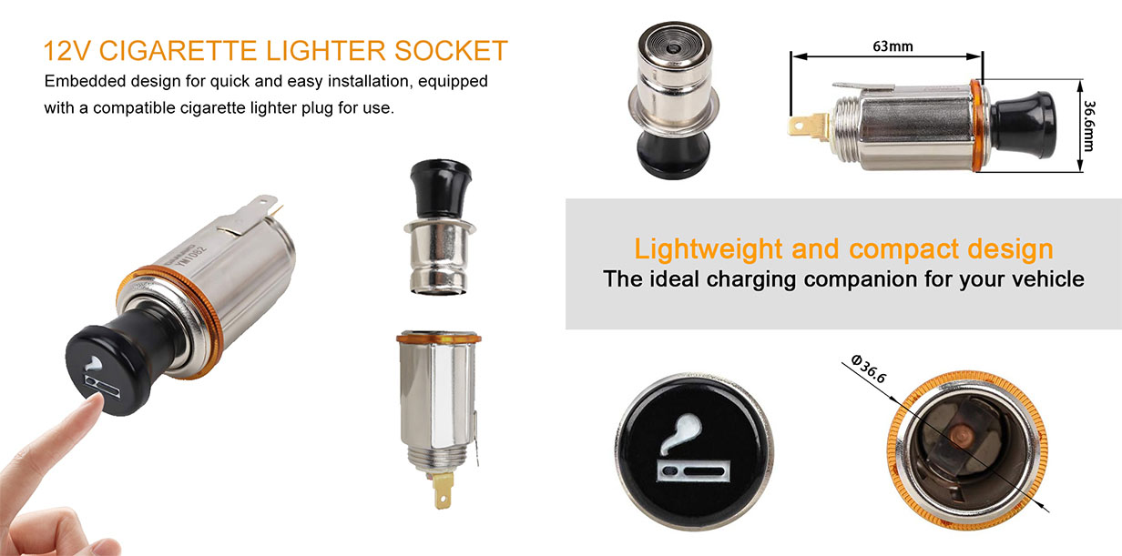 DAMAVO cigarette lighter receptacle,cigarette lighter plug socket,car cigar lighter Custom