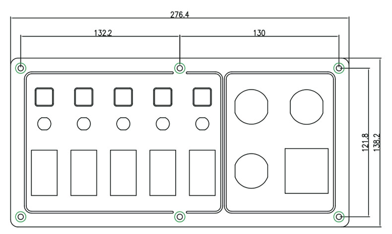 USB switch panel, custom boat switch panel, 6 gang switch panel