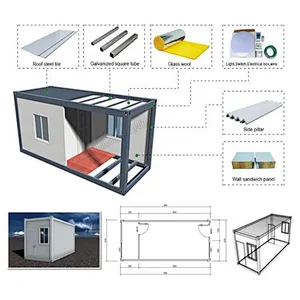 GZXINCHENG Comercial Montaje rápido Casa contenedor de paquete plano para bienes raíces de 20 pies