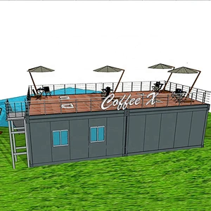 Contenedor desmontable cafetería restaurante contenedor de lujo bar casa contenedor de paquete plano