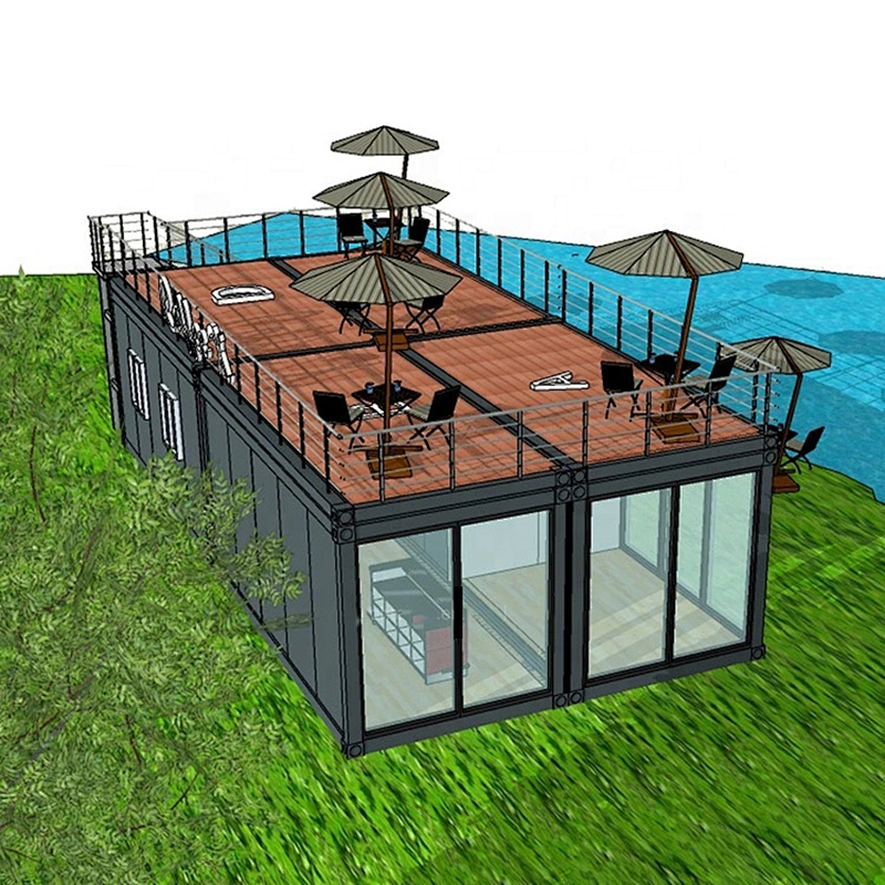 Contenedor desmontable cafetería restaurante contenedor de lujo bar casa contenedor de paquete plano