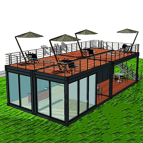 Contenedor desmontable cafetería restaurante contenedor de lujo bar casa contenedor de paquete plano