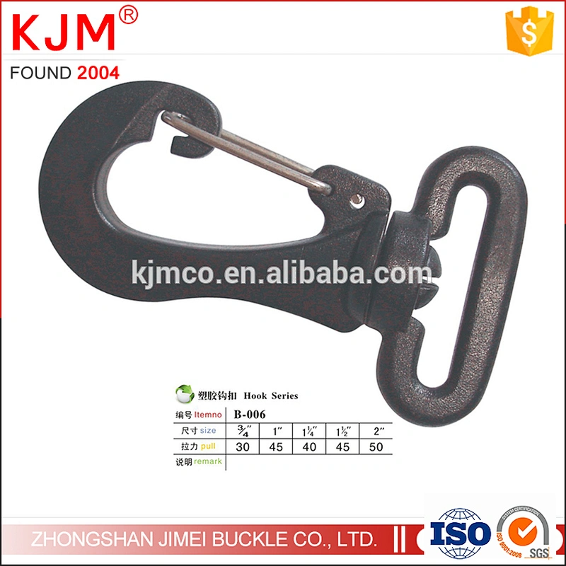 Plastic bag accessory plastic snap swivel hook for backpack