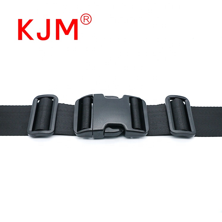 KJM Custom Logo Nylon Carry On  Luggage Strap with Adjustable Side Release Buckle
