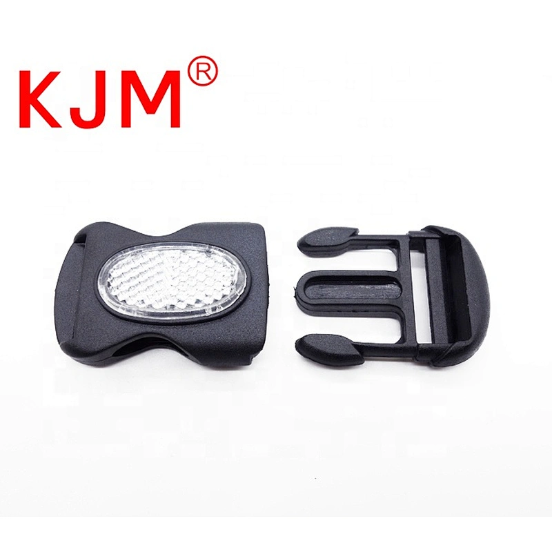 KJM Black POM Plastic Laptop Backpack Strap Cennect Buckle Clip with Reflect