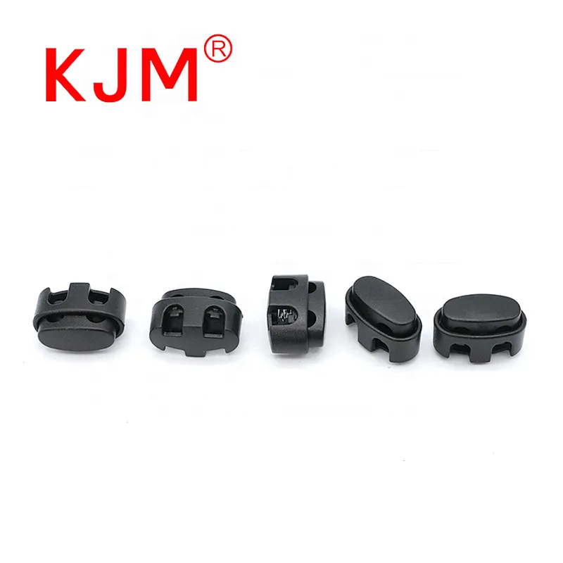 KJM 5mm Double Hole Plastic Cord Locks Toggle Stopper for Drawstring Shoelaces Clothing Backpack Bag
