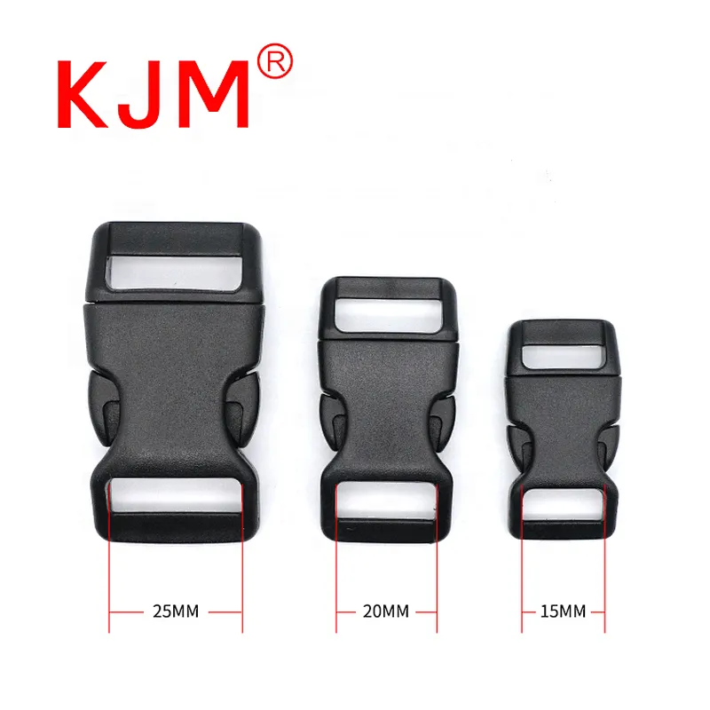 KJM customized side release plastic curved buckle for pet collar or bag