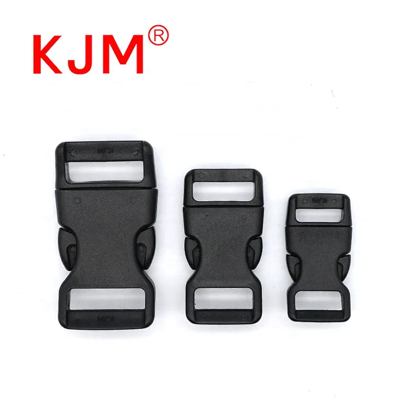 KJM customized side release plastic curved buckle for pet collar or bag