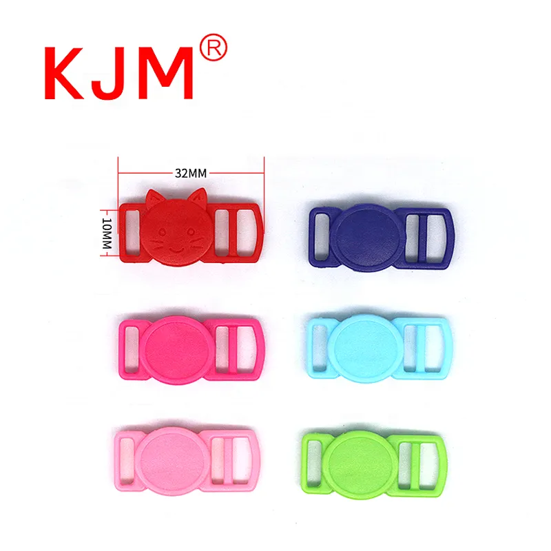 KJM Customized Color 10mm 5KG Quick Release Plastic Safety Breakaway Buckle for Cat Collar
