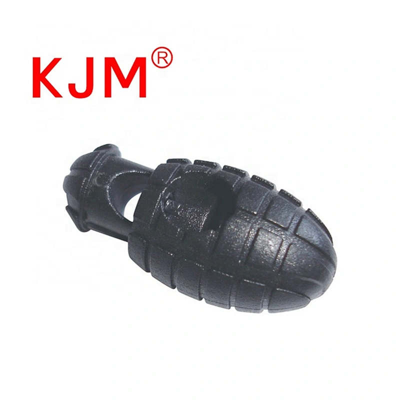 Plastic drawstring cord end grenade type cord lock