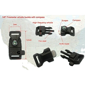 Wholesale Plastic Compass whistle Buckle with Knife for Outdoor Bracelets Cord Paracord