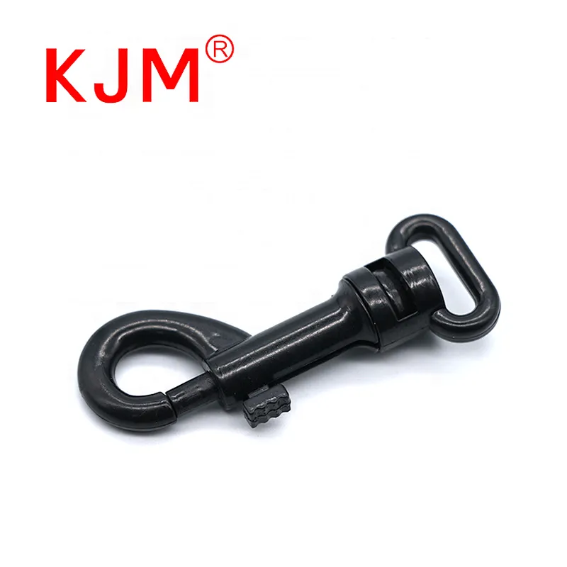 KJM OEM 15mm Black Small Plastic P Shape Swivel Snap Hook for Handbag or Key Chair