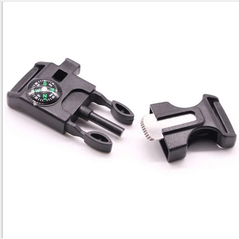 Wholesale Plastic Compass whistle Buckle with Knife for Outdoor Bracelets Cord Paracord