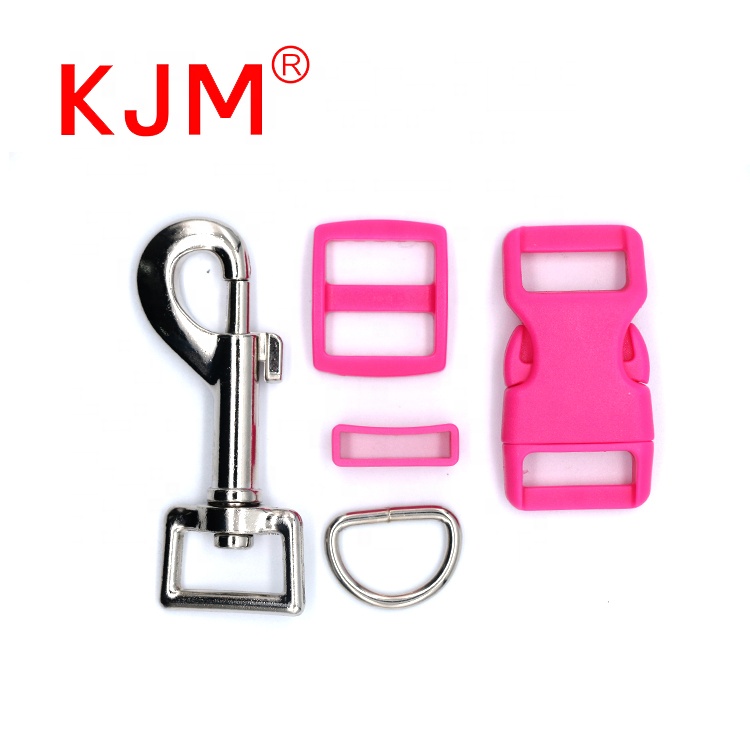 KJM Plastic Quick Release Curved Buckle and Metal Swivel Snap Leash Hook for Dog Harness Collar