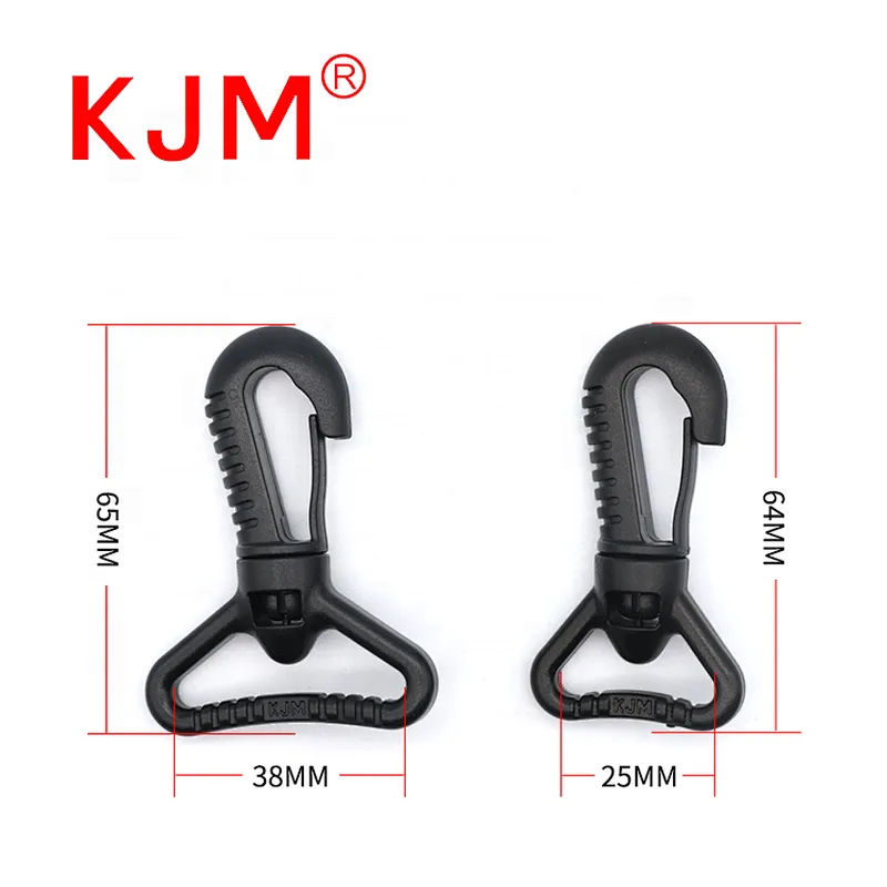 KJM Heavy Duty Backpack Accessories 1 Inch Plastic Swivel Snap Hook for Climbing Bags