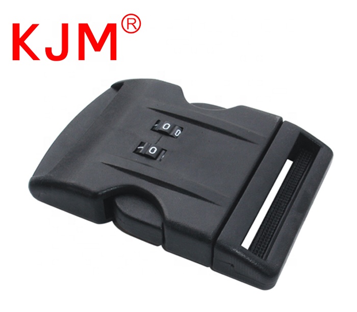 Luggage side release belt buckle with password lock plastic