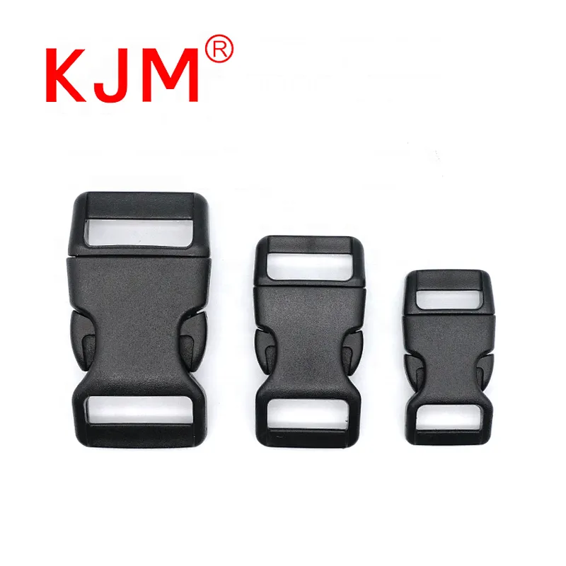 KJM customized side release plastic curved buckle for pet collar or bag
